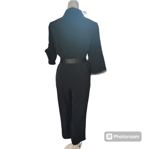 NWT commense utility black zip fly button blouse jumpsuit with pockets Size smal - Picture 3 of 4